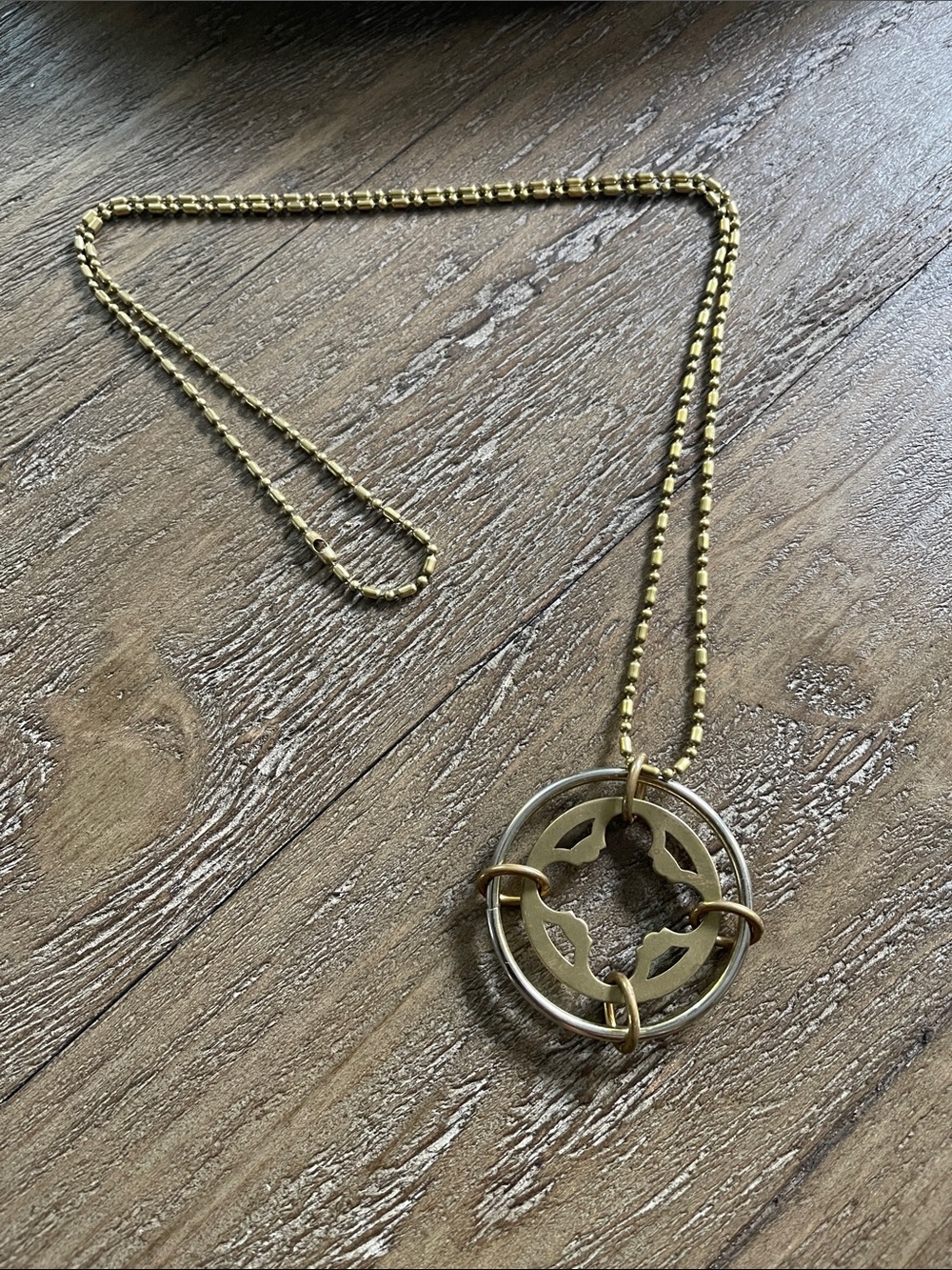 Rare Twisted Silver MJ Brass and Silver Necklace